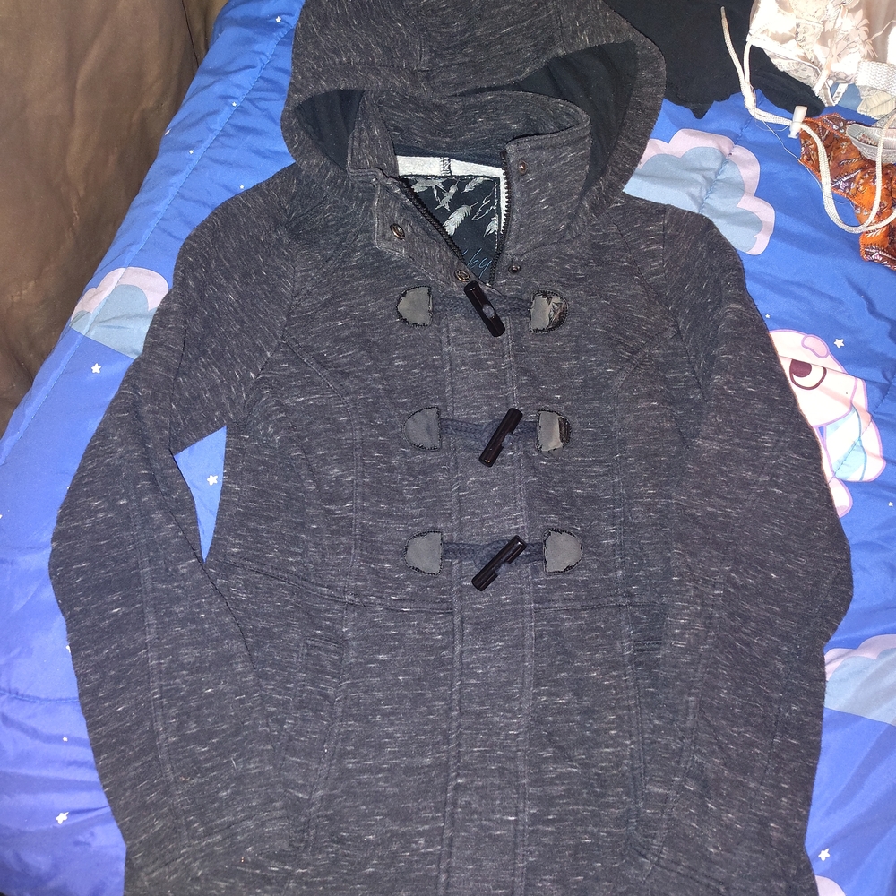 Gray Hooded Toggle Coat